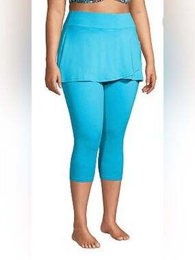 NEW Lands End Modest Swim Skirt Capri Leggings UPF 50 2XL 22/24 Women’s Bathing